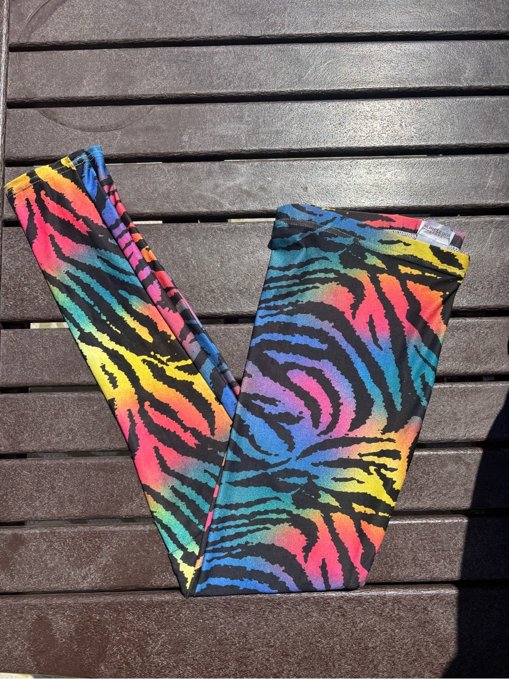 Rainbow Zebra Print  Leggings - Neon Multicolor